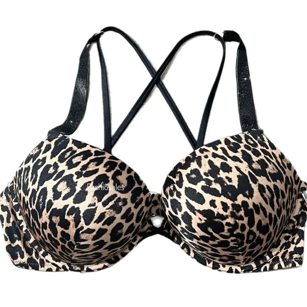 Victorias Secret Swim Shine Bling Strap Bombshell Add-2-Cups Push Up Bikini Top